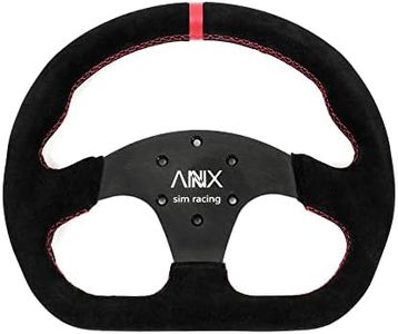 RASTP D-Shaped Racing Steering Wheel, 12.8"/325mm Suede Leather Race Style Sim Racing Steering Wheel(Black with Red Stitch)