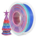 SUNLU PLA Rainbow Filament, Multicolor 3D Printer Filament, Color Change Each 8 Meters, Suitable for Christmas Decoration, 1kg 330 Meters 3D Printing Filaments, PLA Rainbow(Red-Cyan-Blue-Purple)