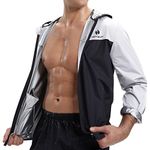 HOTSUIT Sauna Suit for Men Sweat Suits Gym Workout Exercise Sauna Jacket Zip, White, XL