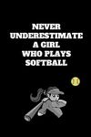 Never Underestimate A Girl Who Plays Softball: Softball Notebook for Softball Players and Enthusiasts, Softball Player Gift, Softball Girl Journal (6 x 9 Lined Notebook, 110 pages)