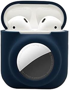 Compatible for Airpod 1st 2nd Gen Case with Airtag Holder,2 in 1 Silicone Cover Skin Compatible for Airpod Air tag,Soft Shock-Proof Anti-Scratch,Navy Blue