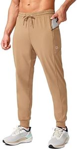 G Gradual Men's Joggers Pants with Zipper Pockets Stretch Athletic Sweatpants for Men Workout Jogging Running(Dark Khaki, Medium)