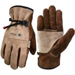WZQH Leather Work Gloves for Men or Women. Large Glove for Gardening, Tig/Mig Welding, Construction, Chainsaw, Farm, Ranch etc. Cowhide, Cotton Lined, Utility, Firm Grip, Durable. Coffee-grey L