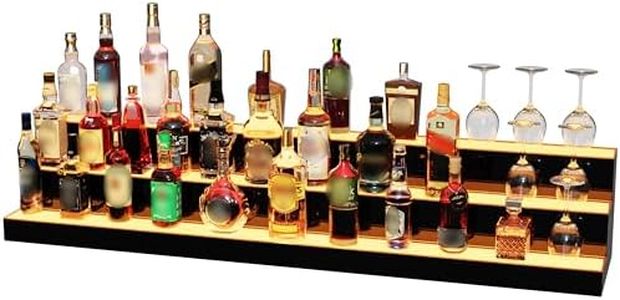 MESAlLUP 60 Inch 3 Tier Lighted Liquor Bottle Display Shelf, LED Bar Shelves with Remote Control, Mulit Color Lighting for Home Mini Bars Decor, Restaurants & Party Use, Acrylic Stand