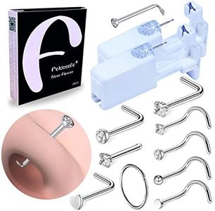 Firstomato 2 PCS Disposable Nose Piercing Gun Self Nose Piercing Kit Piercing Nose Rings Piercer Hypoallergenic Nose Stud