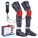 Leg Massager with Heat for Circulation, Air Compression Foot Calf Thigh Knee Massager for Pain Relief, 4 Modes 4 Intensities 2 Heat Levels, 10 * 2 Airbags, Compression Boots for Cramps Edema, RLS