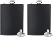 Hip Flask for Liquor with Funnel-8 Oz Matte Black Stainless Steel Liquor Flask Leakproof Attached Screw-On Cap Alcohol Flask for Drinking Alcohol Whiskey Rum and Vodka