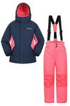 Mountain Warehouse Kids Ski Jacket & Trousers Set - Snowproof Ski Outfit, Front Pockets, Fleece Lined Skiwear, Integrated Snowskirt - Best for Winter Snowboarding Dark Blue Teen Size 13 Years