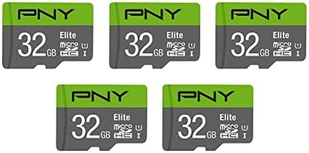 PNY 32GB Elite Class 10 U1 microSDHC Flash Memory Card - 100MB/s, Class 10, U1, Full HD, UHS-I, Micro SD , 5 Count (Pack of 1)