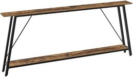 YATINEY 78.7" Console Table, Extra Long Entryway Table, Narrow Sofa Tables Behind Couch, Industrial Skinny Hallway Table for Entryway, Display Table, Rustic Brown and Black CT20BR