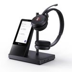 Yealink WH66 Wireless Headset with 4" Screen, DECT Headset for Teams,Zoom Skype Certified,Bluetooth Headset with 525ft Range,Full-Duplex Speaker,14h Call Time,Office Work Headset for Desk Phone,PC