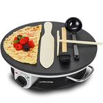 Andrew James Crepe and Pancake Maker | 33cm (13 Inch) Non-Stick Electric Hotplate for Pancakes | Includes Four Crepe Making Tools | 1200W Temperature and Thermostatic Control