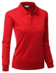 Women's Sporty ComfortablePolo Dri Fit Collar T-Shirt RED Size M