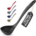 Zulay Soup Ladle Spoon with Comfortable Grip - Cooking and Serving Spoon for Soup, Chili, Gravy, Salad Dressing and Pancake Batter - Large Nylon Scoop & Soup Ladel Great for Canning and Pouring