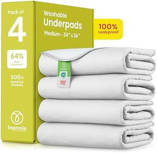 IMPROVIA® Washable Underpads, Heavy Absorbency Reusable Incontinence Pads for Kids, Adults, Elderly, and Pets - Waterproof Protection Floor (White & White, 4 Pack - 34"x36")