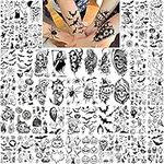 Shegazzi 52 Sheets Halloween Temporary Tattoos For Kids Boys Girls Women Men, 3D Scary Skull Skeleton Fake Tattoos Sticker For Adults, Small Ghost Vampire Bat Pumpkin Spider Temp Transfer Tatoos Devil