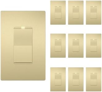 LIDER Lighted Decorator Switch, Frameless Paddle Light Switch, 15A, 10-Pack