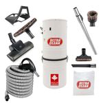Ultra Clean SC100 Heavy Duty Powerful Central Vacuum System – Made in Canada – with Air Turbo Nozzle,Hose and Accessories-Ideal for Hardwood Floors, Area Rugs and Berber Carpeting (30 ft, Black)