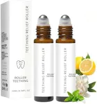 Teething Roller All Natural for Babies, Natural Gum Relief with Chamomile & Rose Oil, Gentle Massage Applicator for Soothing Infant Teething Pain, Essential Oil Massage Roller -2PCS