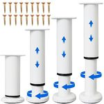 Olldag 4PCS Adjustable Furniture Couch Cabinet Legs 4.72-7.48 Inch [with 18 PCS Screws], Heavy Duty Adjustable Height Replacement Legs for Dresser/Sofa/Bed/Chair, Legs for Furniture Set of 4 (White)