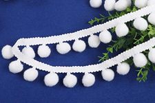 YYCRAFT 10 Yards Ball Fringe 1" Wide Pom Pom Trim Ribbon Sewing-White