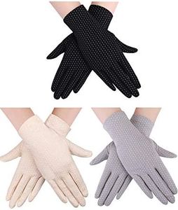 3 Pairs Women Sun Protective Gloves UV Protection Sunblock Gloves Touchscreen Gloves for Summer Driving Riding