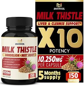 (5 months supply) Milk Thistle Extract Capsules - 7 Herbs Equivalent to 10250 mg - Health Cleanse and Detox Supplement - Enhanced Beet Root, Cissus, Dandelion & More - Liver Support Pills Supplement