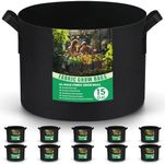 RVZHI 15 Gallon 10-Pack Plant Grow Bags: 350G Thickened Nonwoven Potato Grow Bags with Handles, Black Fabric Flowers Pots Felt Garden Bags, Gardening Supplies for Growing Vegetable Fruit Tomato Herbs