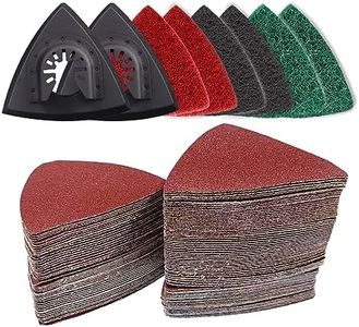 VRKET 133PCS oscillating Tool Sanding Pads kit,125sandpaper, 2 Triangular Sanding Pads and 6 Triangular Scrubbing Pads for Surface Sanding,Mechanical Maintenance Cleaning, polishing, deburring