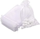 DMS RETAIL Transparent Plain Organza Return Favour Potli Bags Shagun Pouches For Wedding Jewellery Pouch Sheer Candy Pouches 13X18 CMS WHITE (Pack Of 150)