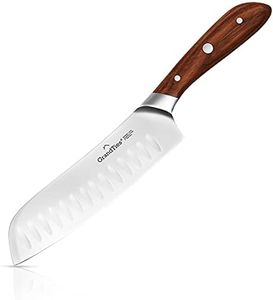 GRANDTIES Santoku Knife – 7” Japanese Chef Knife, Sharp High Carbon German Stainless Steel Chopping Knife, Full Tang Kitchen Knife with Ergonomic Wooden Handle and Gift Box – Bosco Series