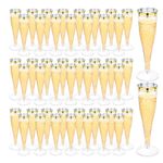 100 Pack Plastic Champagne Flutes,4.5 oz Clear Champagne Glasses with Gold Rim, Disposable Champagne Cups for Wedding Birthday Bridal Shower Party, Mimosa Bar Supplies