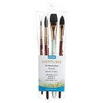 Princeton Artist Brush Neptune Series 4750-4-Piece Synthetic Squirrel Watercolor Paint Brush Set- Includes Aquarelle ¾” Oval Wash ½ & 2 Round Brushes Sizes 4 & 12