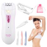 Smooth Glide Epilator for Women Face Rechargeable Epilator for Women Facial Epilator Hair Remover Smooth Glide Epilator Including Eyebrow Trimmer for Facial Armpit Bikini and Leg with LED Light