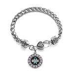 Inspired Silver Ovarian Cancer Circle Charm Braided Bracelet Silver Plated with Crystal Rhinestones