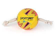 SPORTSPET Tough Durable Football Training Ball With Ropes - Dog Toy - Exercise Ball - Training Ball - Non Toxic And Environmentally Friendly - For Dogs And Puppy's - Size 1