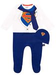 DC Comics Baby Boys Superman Sleepsuit and Hat Set Blue Age 9 to 12 Months