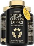 Turmeric Curcumin Capsules High Strength with Black Pepper - Pure Curcumin Extract with 95% Curcuminoids - 60 Tablets One a Day 500mg - Premium Turmeric Herbal Supplements - Enhanced Absorption