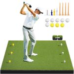 Golf Mat, 5×4 ft Golf Hitting Mats with 8 Tees, 9 Balls, 31MM Artificial Turf Mat for Backyard Chipping Driving Training Indoor Outdoor