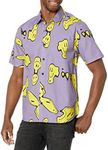 NEFF Men's Meltdown Poolsider Woven Button Down Shirt, Purple Smiley Face, XL