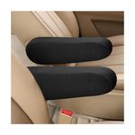 Sylvil 2 PCS Car Front Seat Armrest Covers, Elastic Fabric Auto Seat Armrest Protectors, Comfortable Front Seat Arm Rest Cover Replacement for Most Vehicles, Car Accessories (Black)