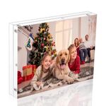 NIUBEE Acrylic Picture Frame 5x7, 20% Thicker Block Clear Double Sided Acrylic Photo Frames Frameless Desktop Display with Gift Box Package (24mm Thickness)