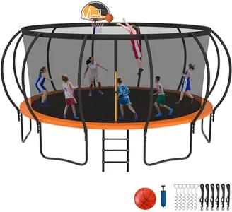 Kacho 15 FT Tranpoline with Basketball Hoop Large Weight Capacity ASTM Approved, No-Gap Design 15' Tranpolines with Ladder and Galvanized Anti-Rust Coating for Kids Adults Family, Orange
