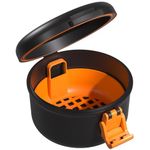 ARGOMAX Leak Proof Retainer Cleaner Case, Denture Cups for Soaking Dentures, Denture Travel Case.(Black + Orange)
