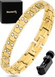 MagnetRX® Women's Ultra Strength Magnetic Bracelet - Titanium Magnetic Bracelets for Women - Adjustable Length with Sizing Tool (Gold)