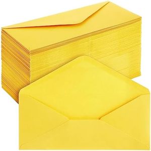 200 Pack #10 Yellow Envelopes Bulk with Gummed Seal for Party Invitation Cards, Mailing Business Letters, Checks (4 1/8 x 9 1/2)