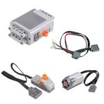 Scakbyer 4PCS Power Functions Motor Set Compatible with Lego Technic Car, Include AA Battery Box, Control Switch, Light Set, M-Motor