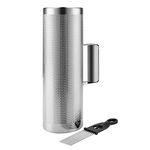 Flexzion Metal Guiro with Scraper Shack 4" x 12" - Merengue Guira Dominicana - Round Cylinder Stainless Steel Hand Musical Instrument Percussion for Jazz Bands, Concerts, and Live Performances