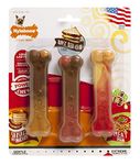 Nylabone Power Chew Flavours Frenzy Bone Triple Pack, 3 Durable Dog Chew Toys, Promotes Dental Health with Savory Flavours, Satisfies Natural Chewing Instincts, Ideal for Small Dogs Upto 7kg, X-Small