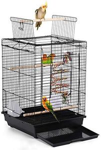 Yaheetech Open Play Top Travel Bird Cage for Conure Sun Parakeet Green Cheek Conure Lovebird Budgie Finch Canary, Small-Size Travel Portable